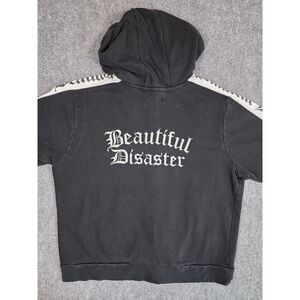 Beautiful‎ Disaster Zip Hoodie Womens 2XL Black Gothic Logo Tape BD-Track Hoodie